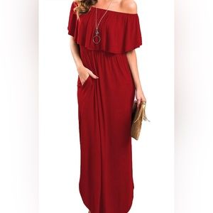 Sarin Mathews Womens Off The Shoulder Ruffle Party Dress Casual Side Split Beach